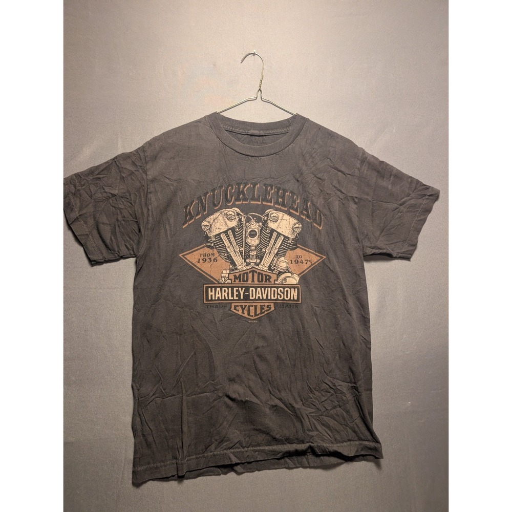 Harley-Davidson Mens Black Knucklehead Engine Graphic T-Shirt Large